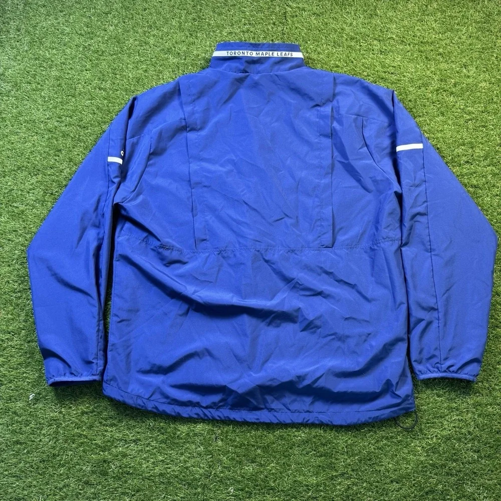 Toronto Maple Leafs Jacket Mens XL Adidas Windbreaker Blue Full Zip Pullover EUC